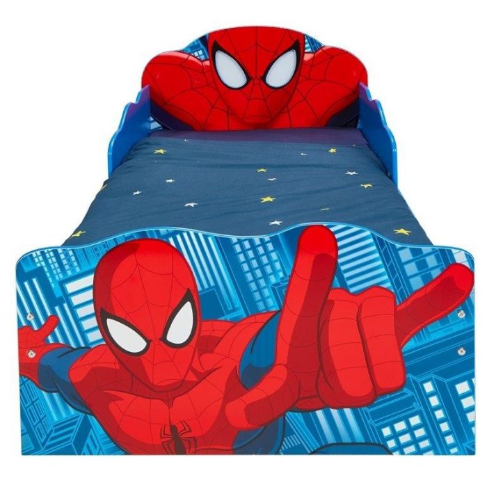 Lettino in legno Sagomato con portaoggetti Spiderman - MammacheShop